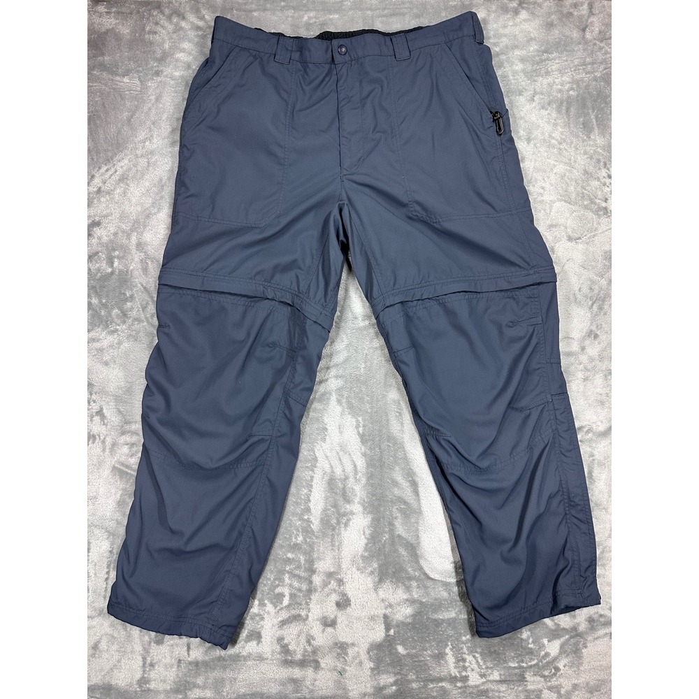 LL‎ Bean Mens XL Regular Convertible Hiking Pants Gray Blue Nylon Zip Off 0DUF2